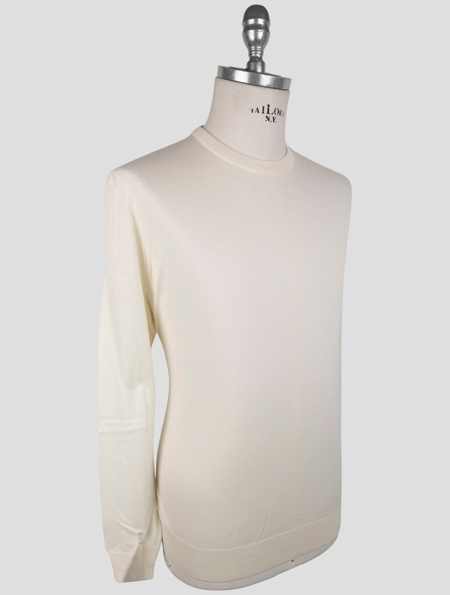 Kiton Beige Wool 14 Micron Sweater Crewneck