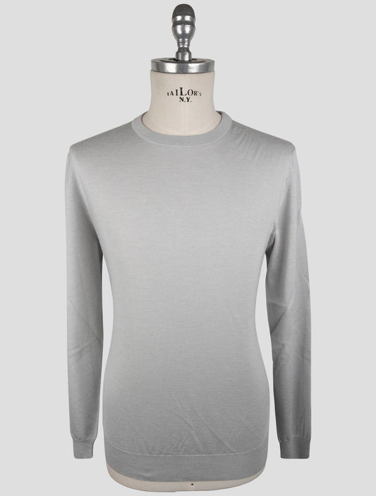 Kiton Gray Silk Cashmere Linen Sweater Crewneck