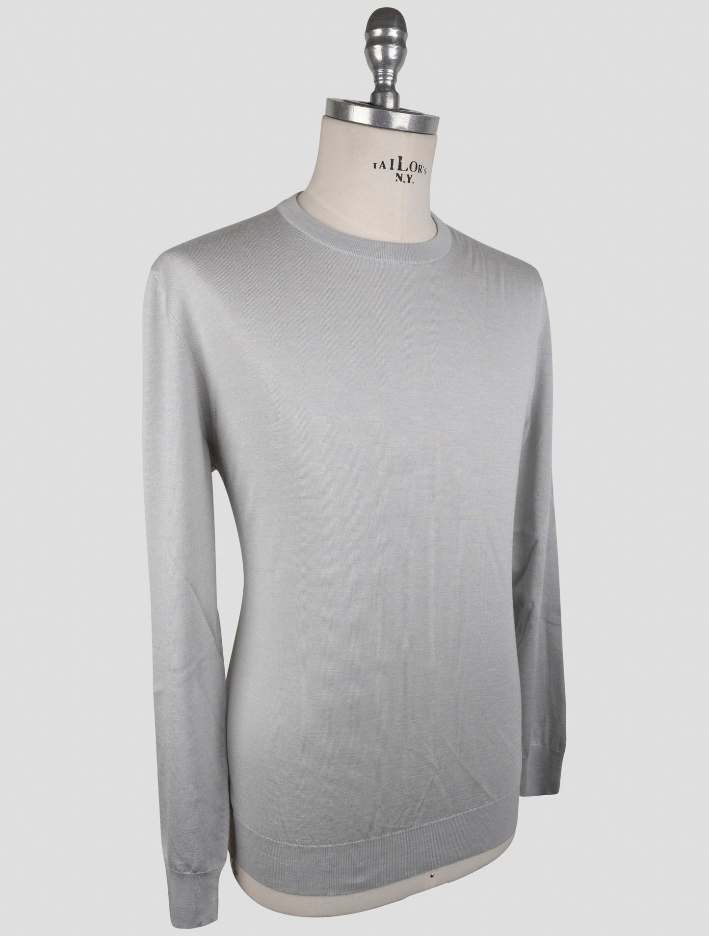 Kiton Gray Silk Cashmere Linen Sweater Crewneck