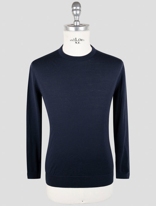 Kiton Blue Wool 14 Micron Sweater Crewneck