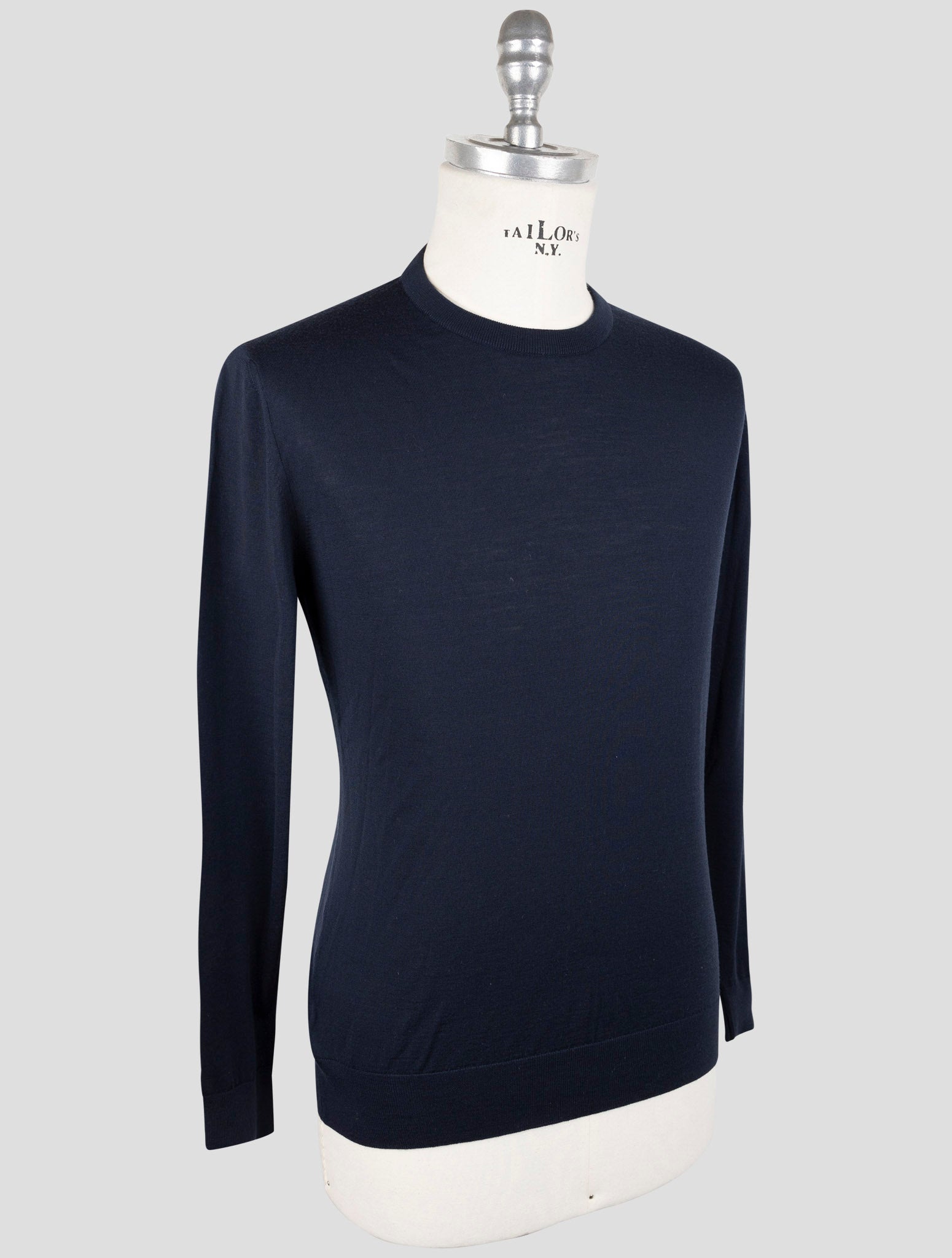 Kiton Blue Wool 14 Micron Sweater Crewneck