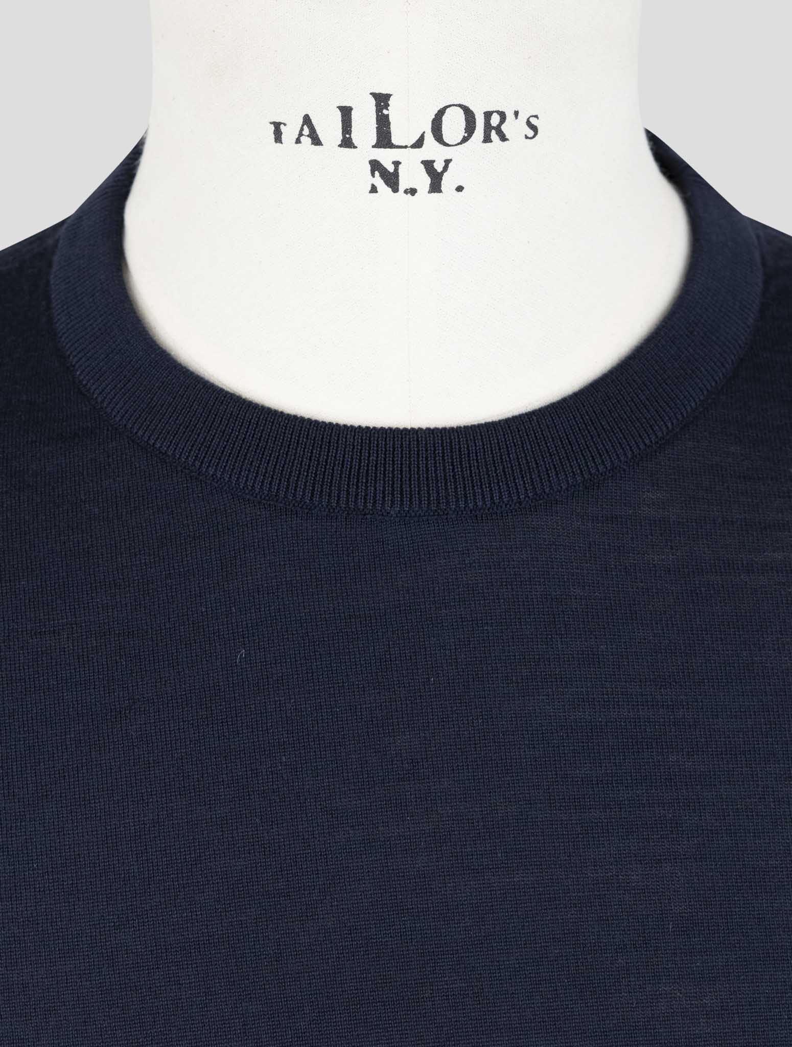 Kiton Blue Wool 14 Micron Sweater Crewneck