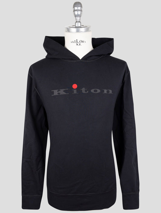 Kiton Black Cotton Ea Sweater Hoodie