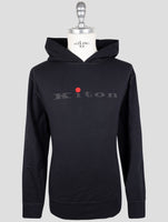 Kiton Black Cotton Ea Sweater Hoodie