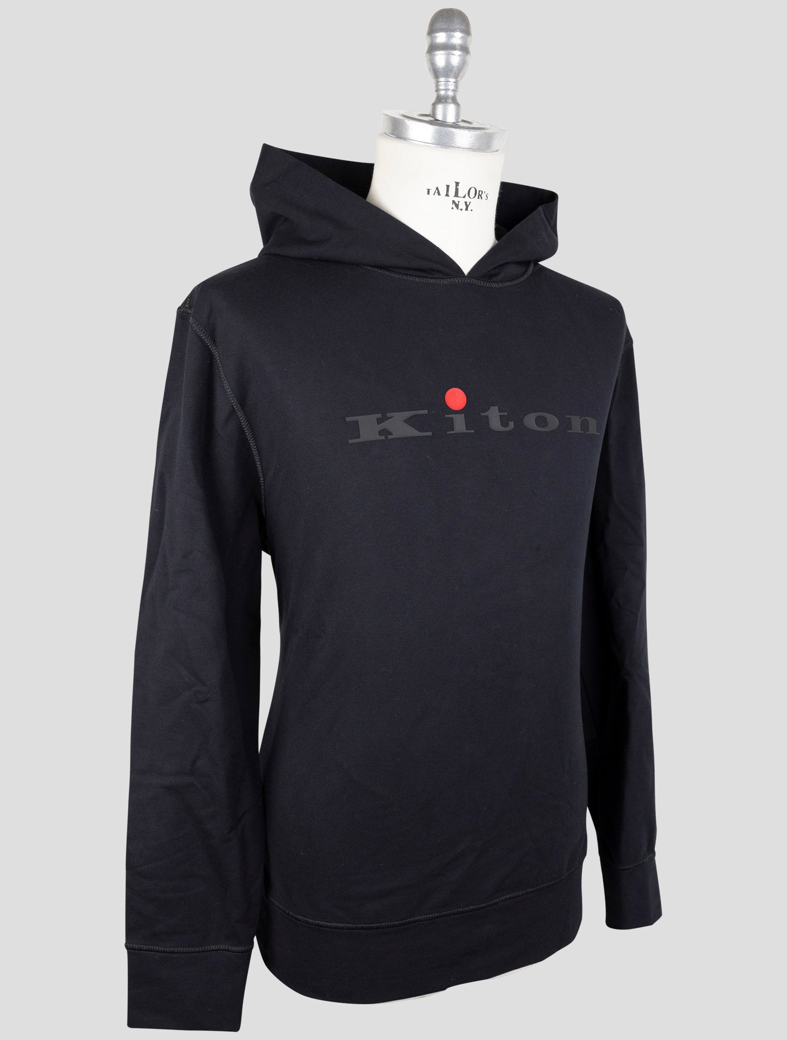 Kiton Black Cotton Ea Sweater Hoodie
