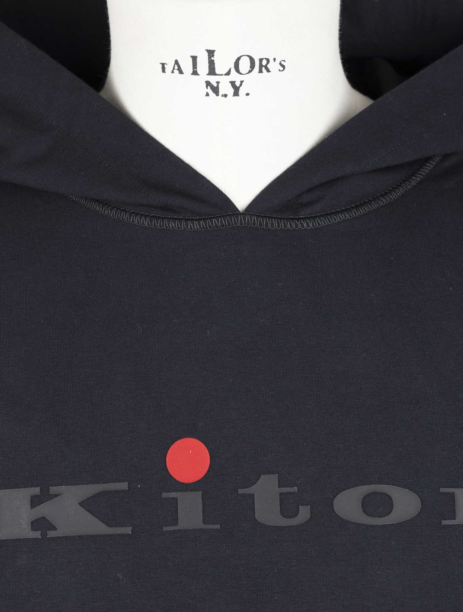 Kiton Black Cotton Ea Sweater Hoodie
