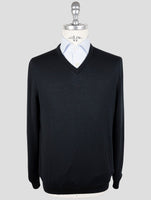 Kiton Black Wool 14 Micron Sweater V-Neck