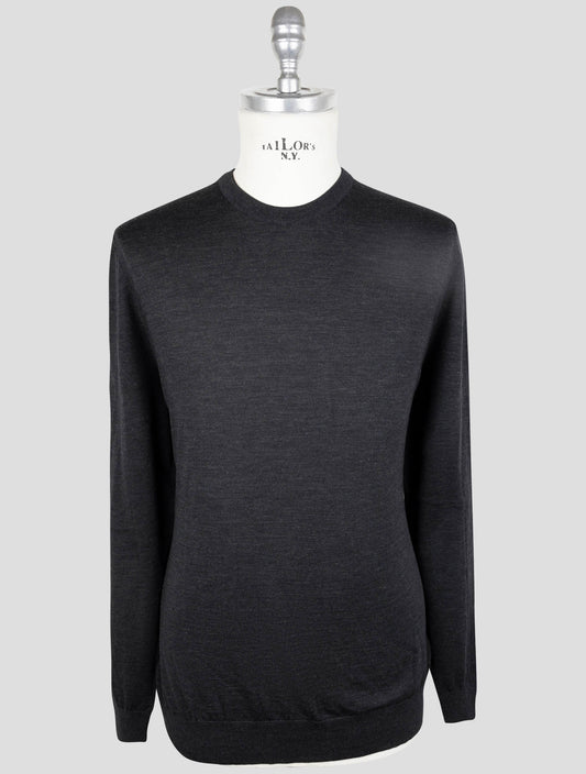 Kiton Black Wool 14 Micron Sweater Crewneck