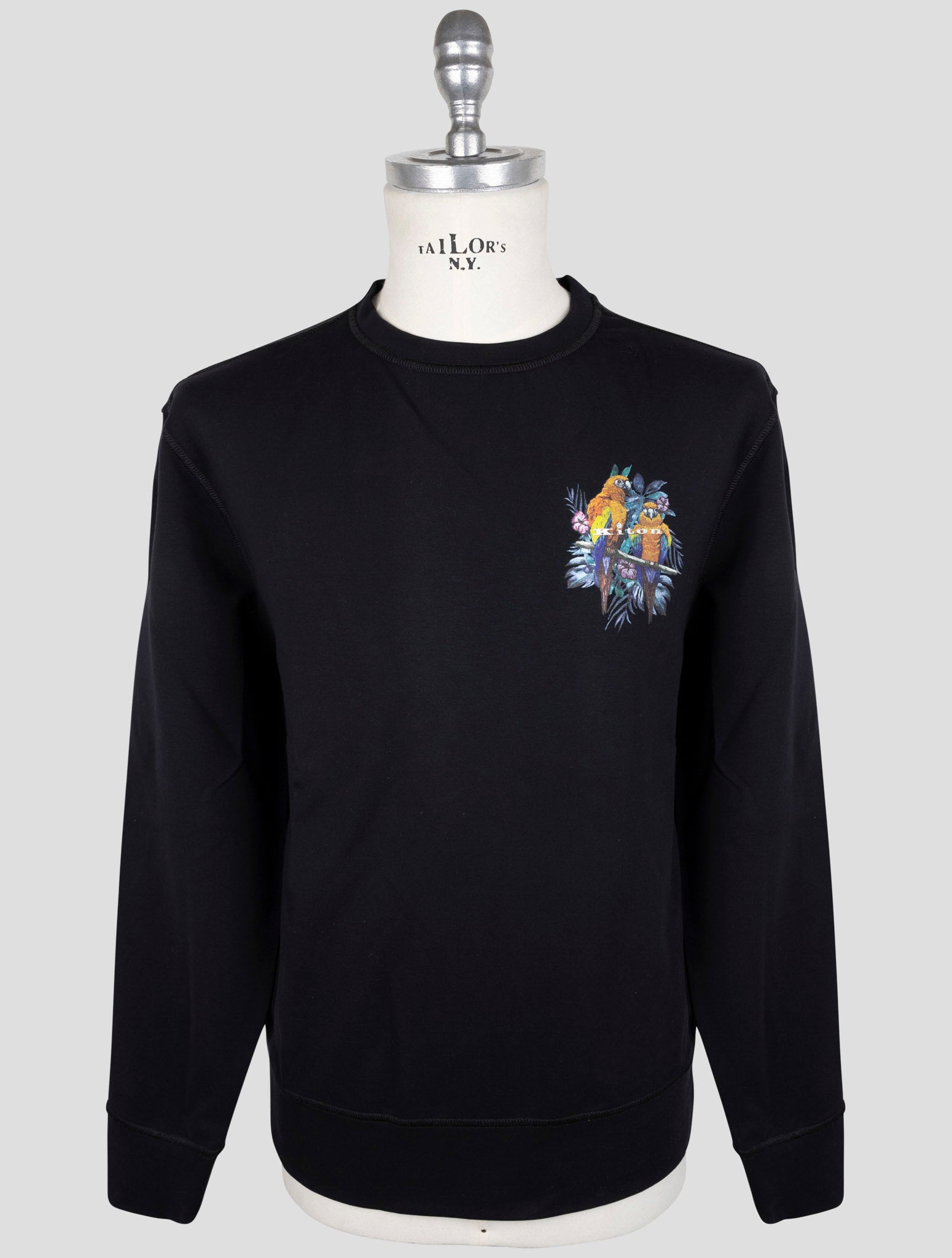 Kiton Black Cotton Ea Sweater Crewneck