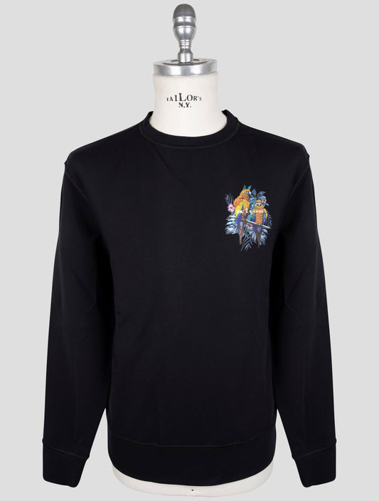 Kiton Black Cotton Ea Sweater Crewneck