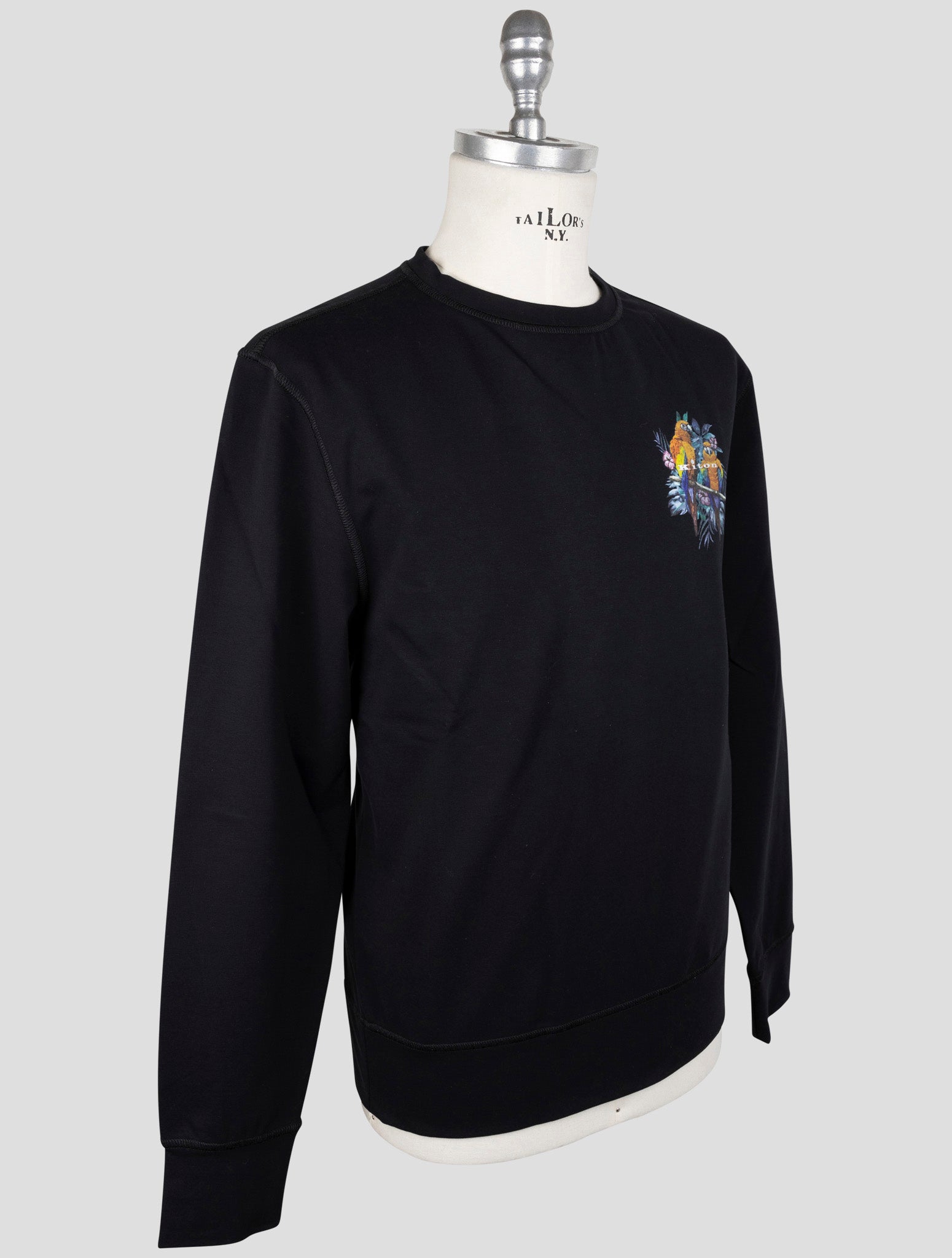 Kiton Black Cotton Ea Sweater Crewneck