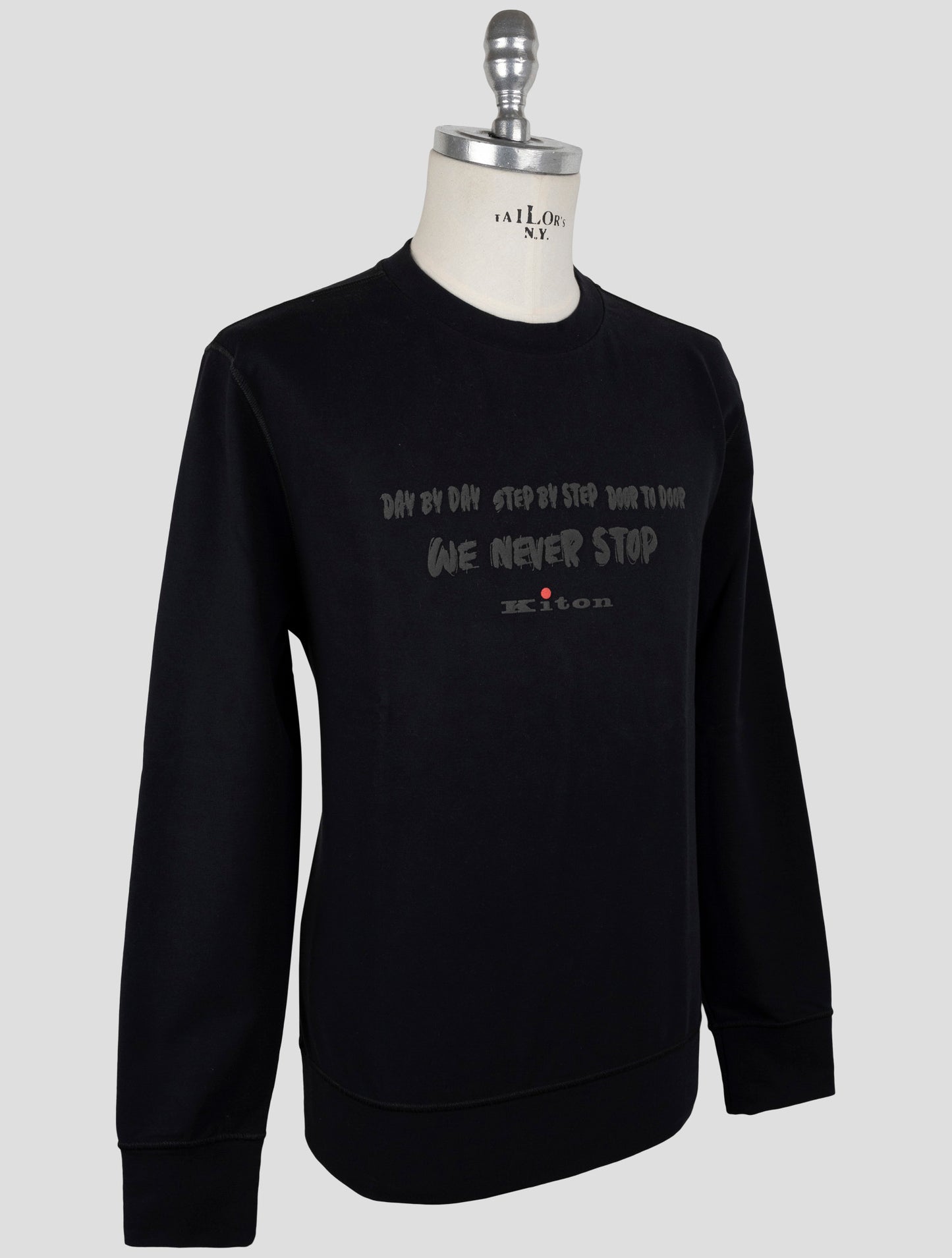 Kiton Black Cotton Ea Sweater Crewneck