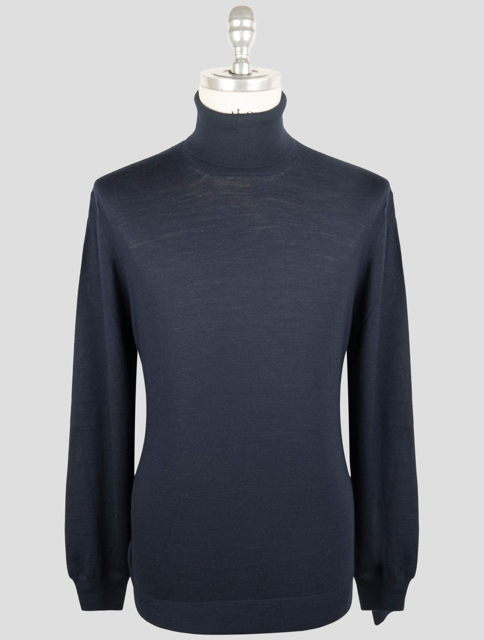 Kiton Dark Blue Wool Sweater Turtleneck