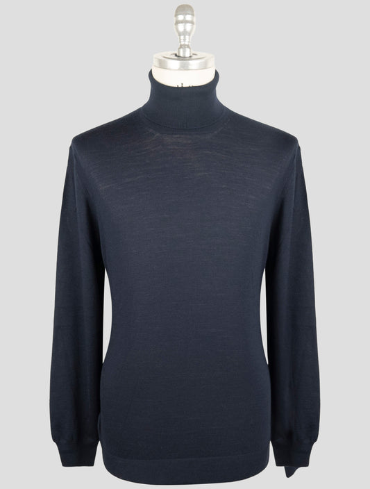 Kiton Dark Blue Wool Sweater Turtleneck