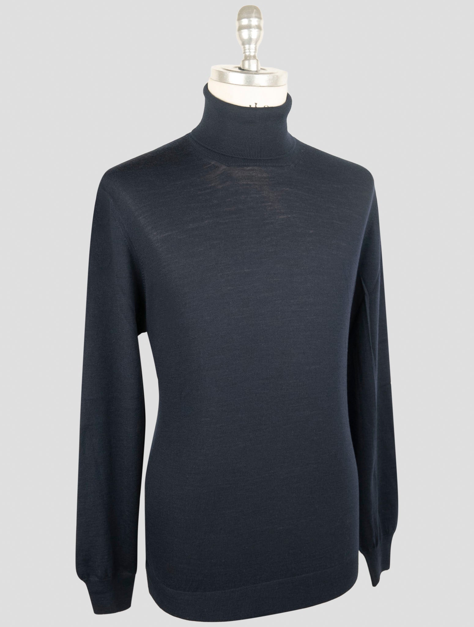 Kiton Dark Blue Wool Sweater Turtleneck