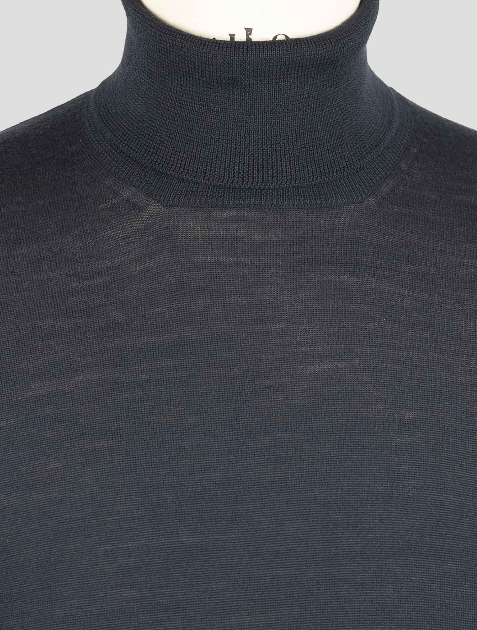 Kiton Dark Blue Wool Sweater Turtleneck