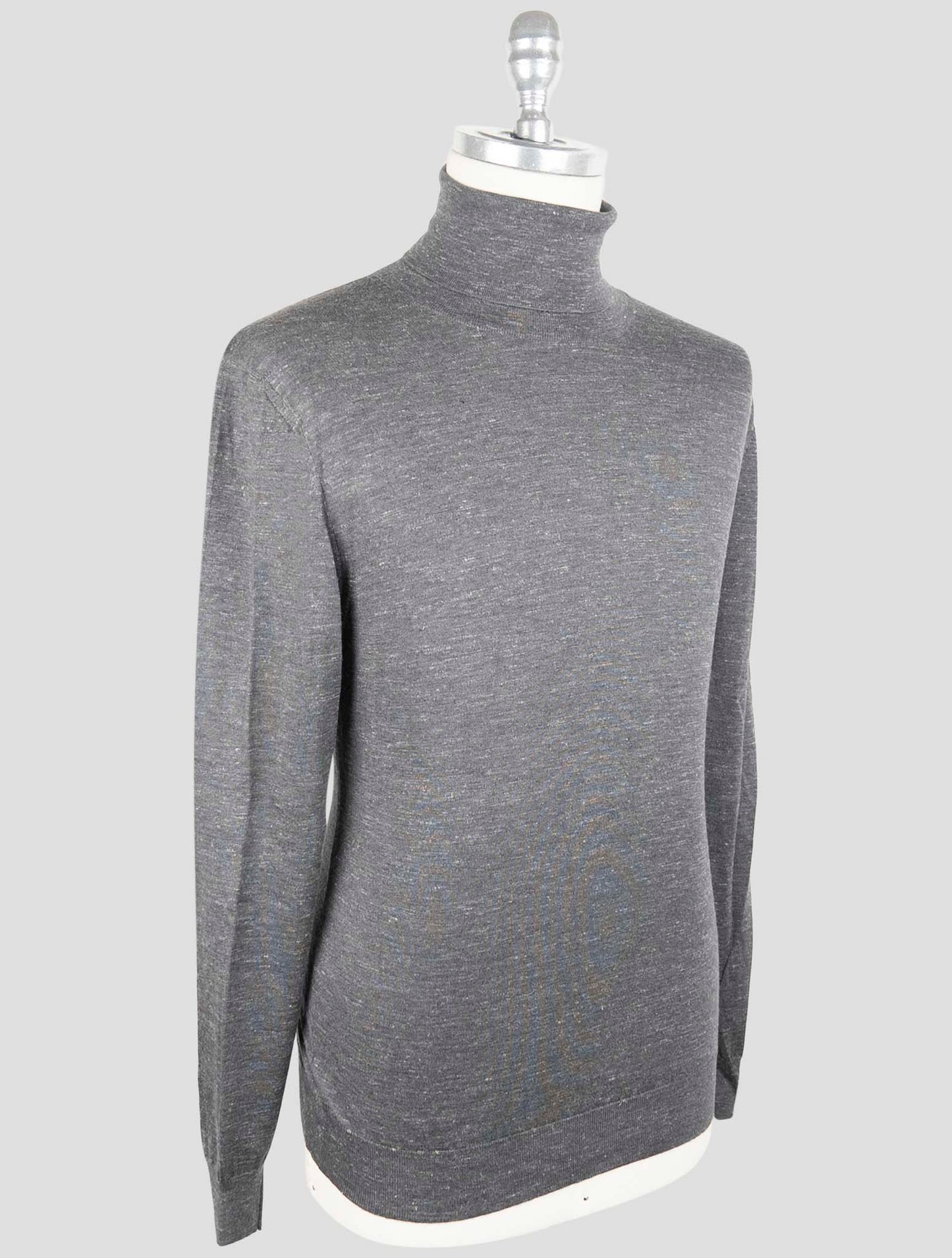 Kiton Gray Silk Cashmere Linen Sweater Turtleneck