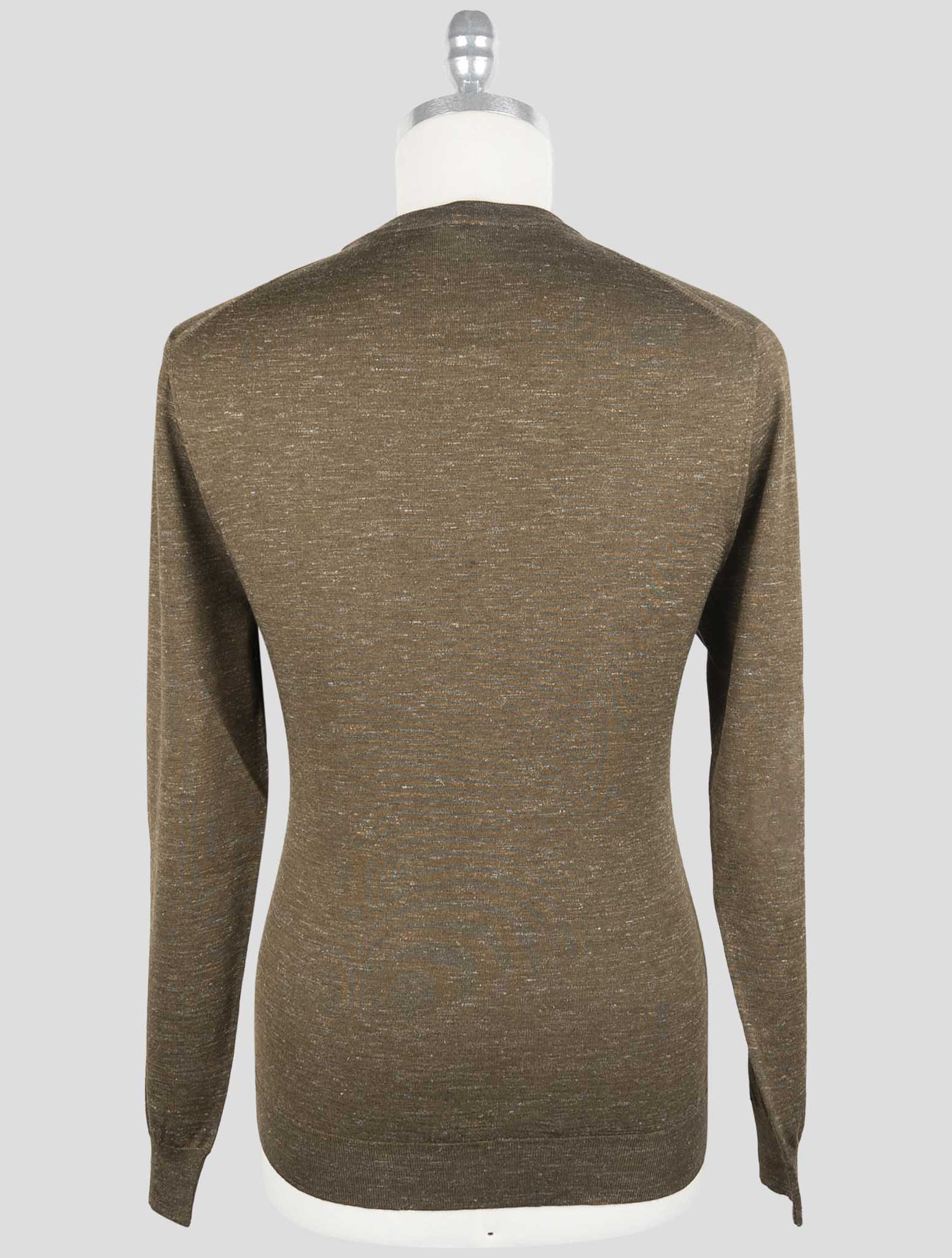 Kiton Brown Silk Cashmere Linen Sweater Crewneck