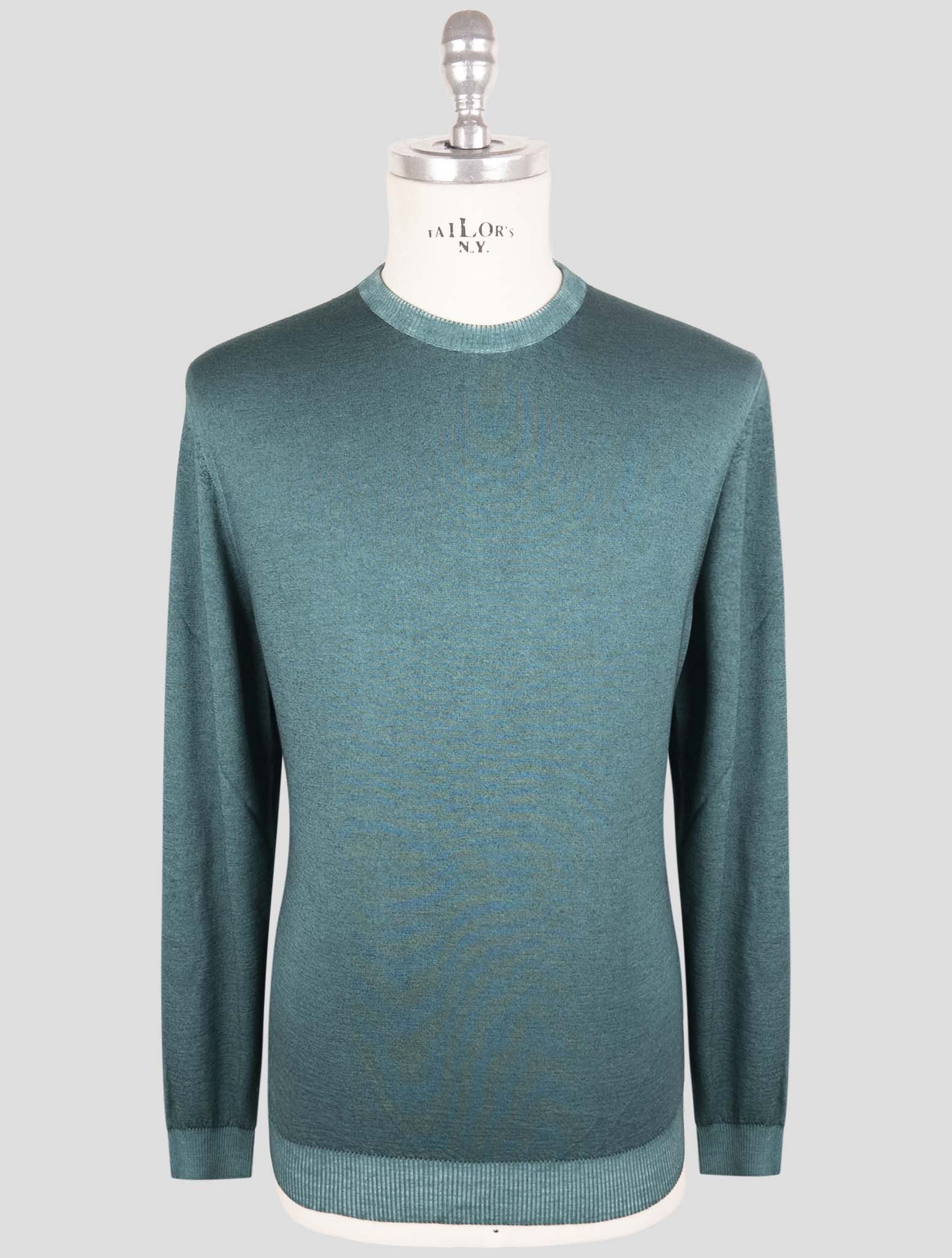 Kiton Green Cashmere Silk Sweater Crewneck