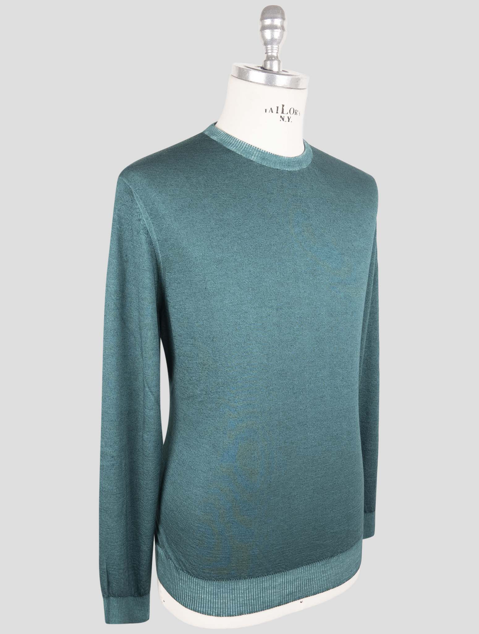 Kiton Green Cashmere Silk Sweater Crewneck