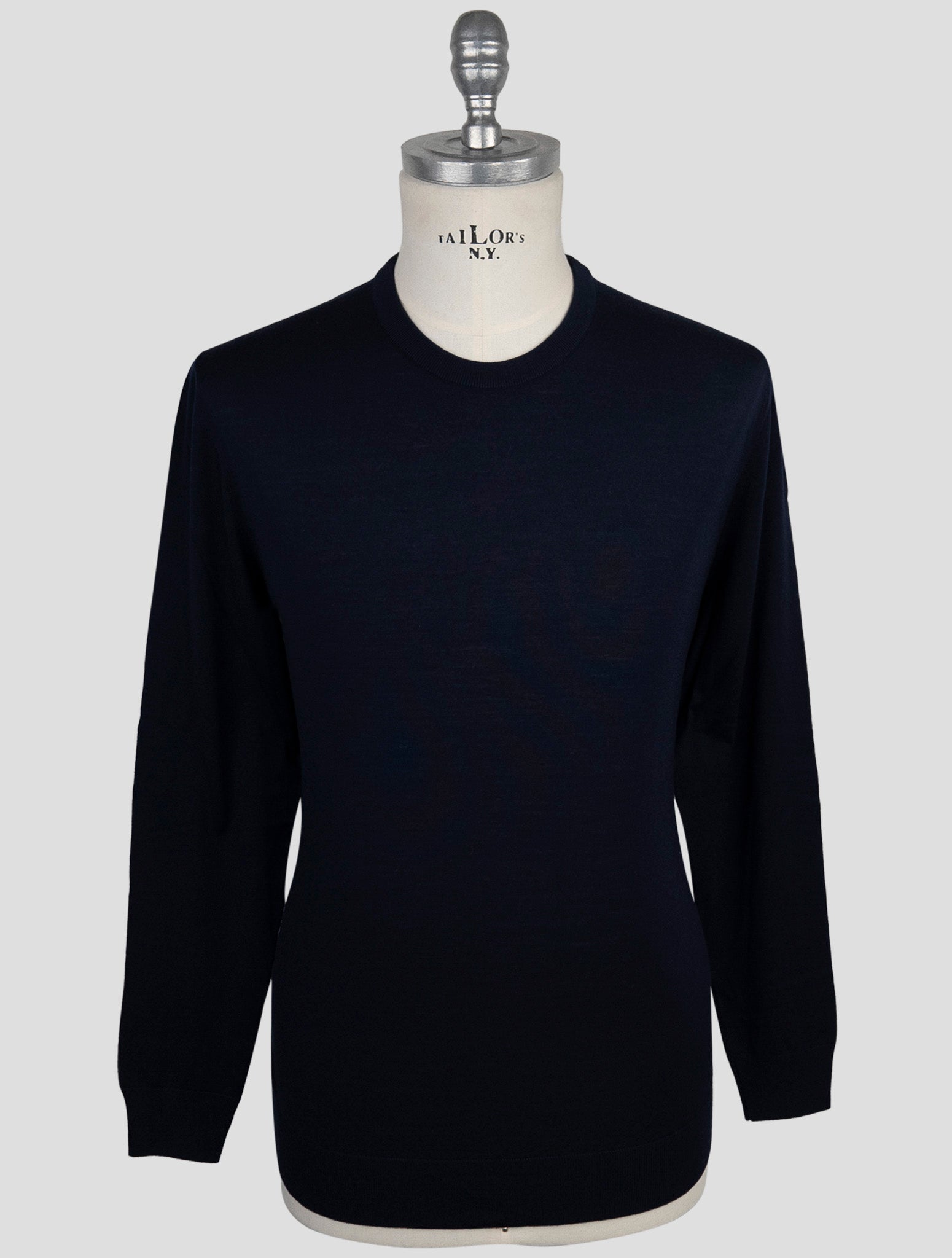 Kiton Blue Wool 14 Micron Sweater Crewneck