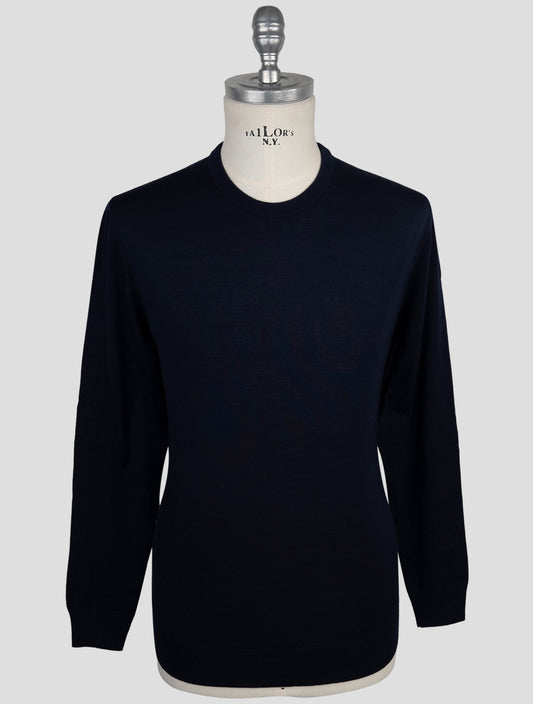 Kiton Blue Wool 14 Micron Sweater Crewneck