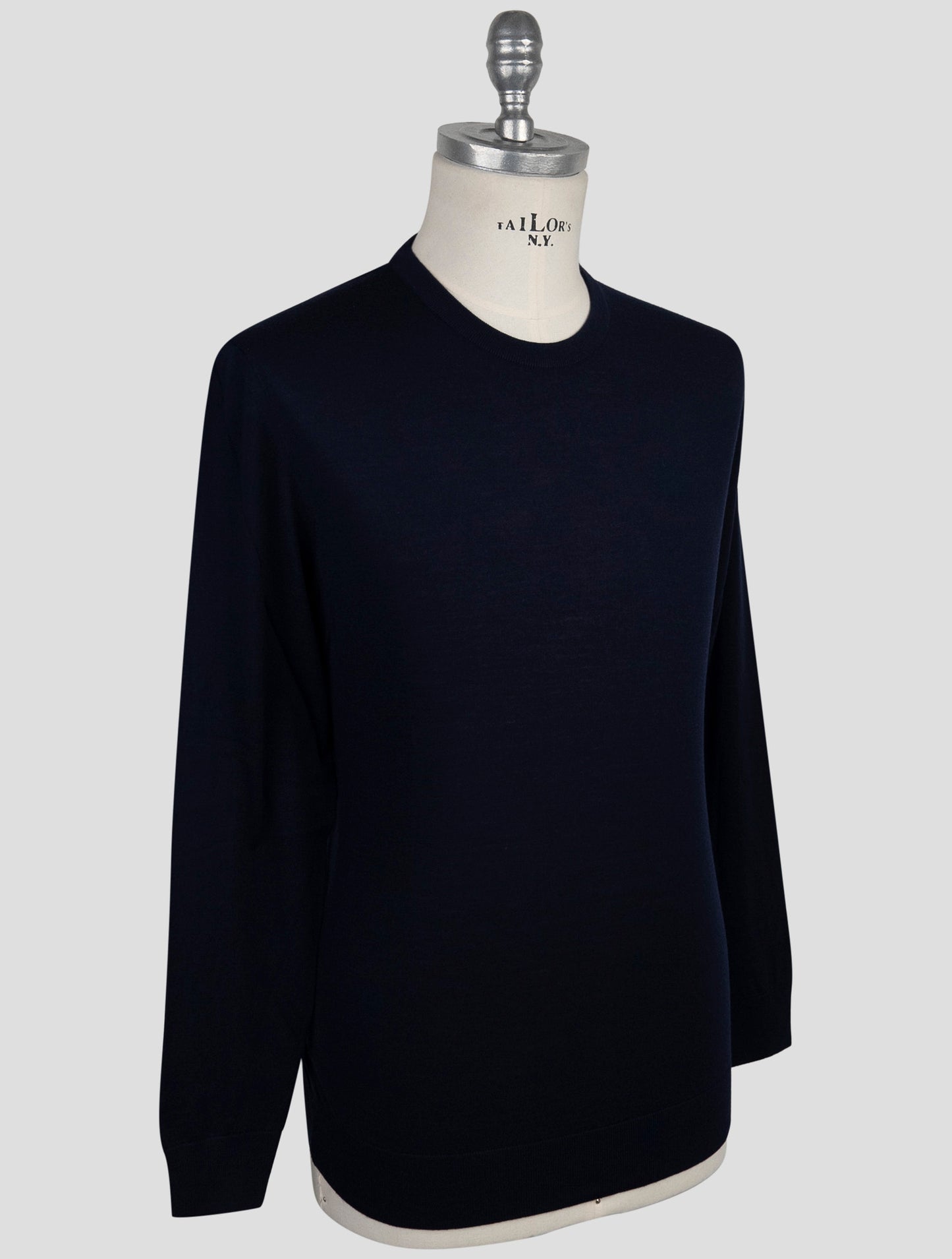 Kiton Blue Wool 14 Micron Sweater Crewneck
