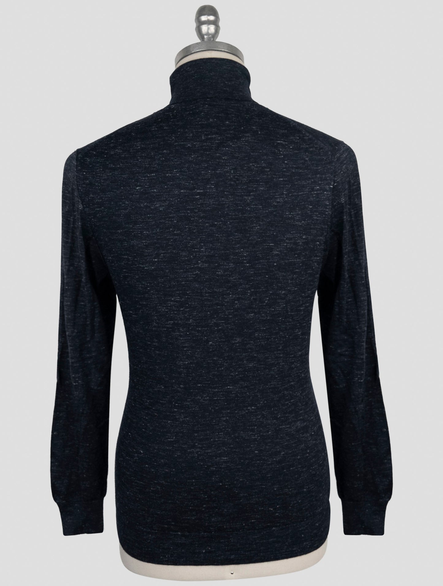 Kiton Blue Silk Cashmere Linen Sweater Turtleneck