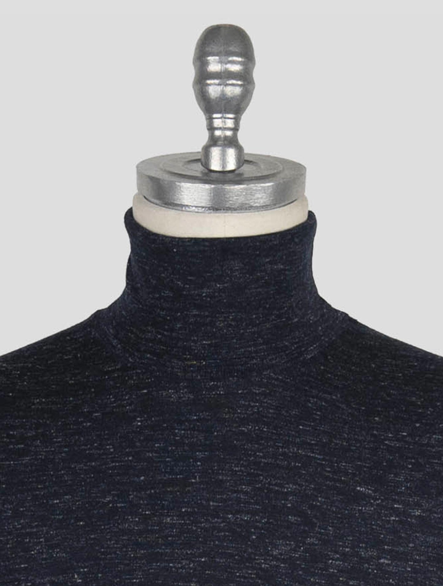 Kiton Blue Silk Cashmere Linen Sweater Turtleneck