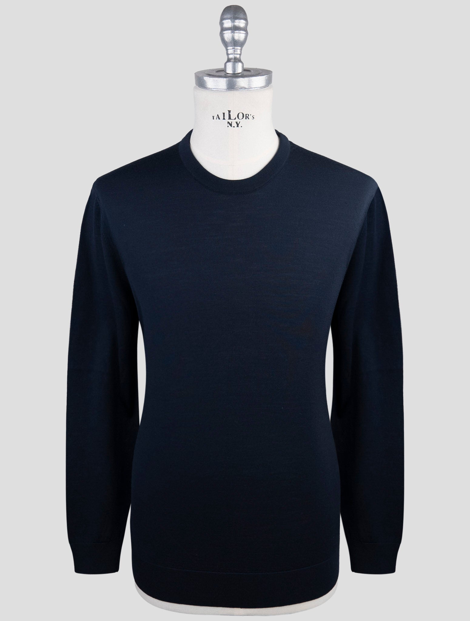 Kiton Blue Wool 14 Micron Sweater Crewneck