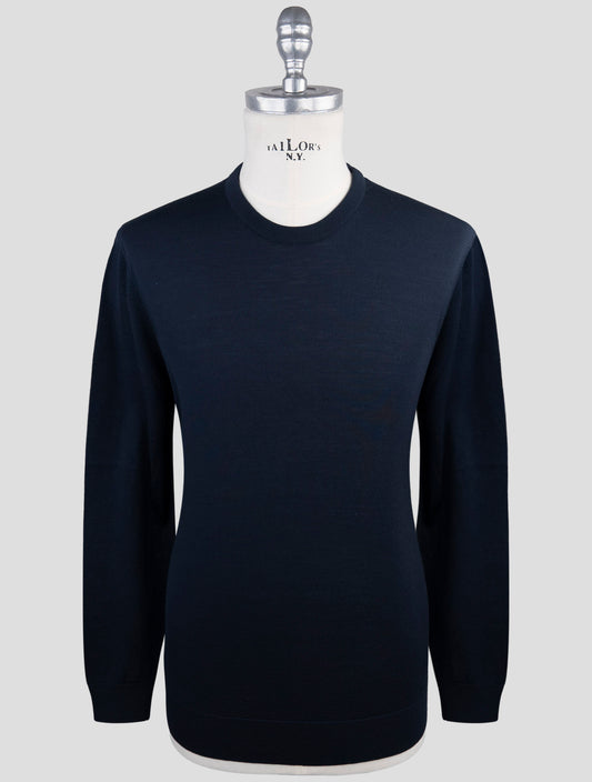 Kiton Blue Wool 14 Micron Sweater Crewneck