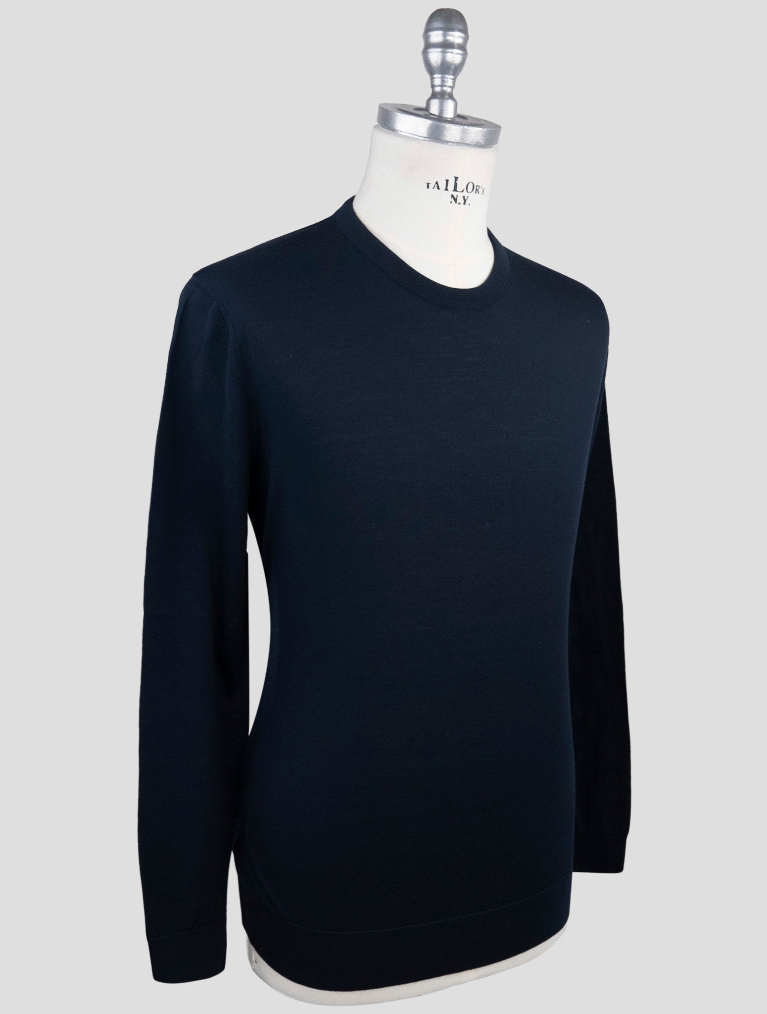 Kiton Blue Wool 14 Micron Sweater Crewneck