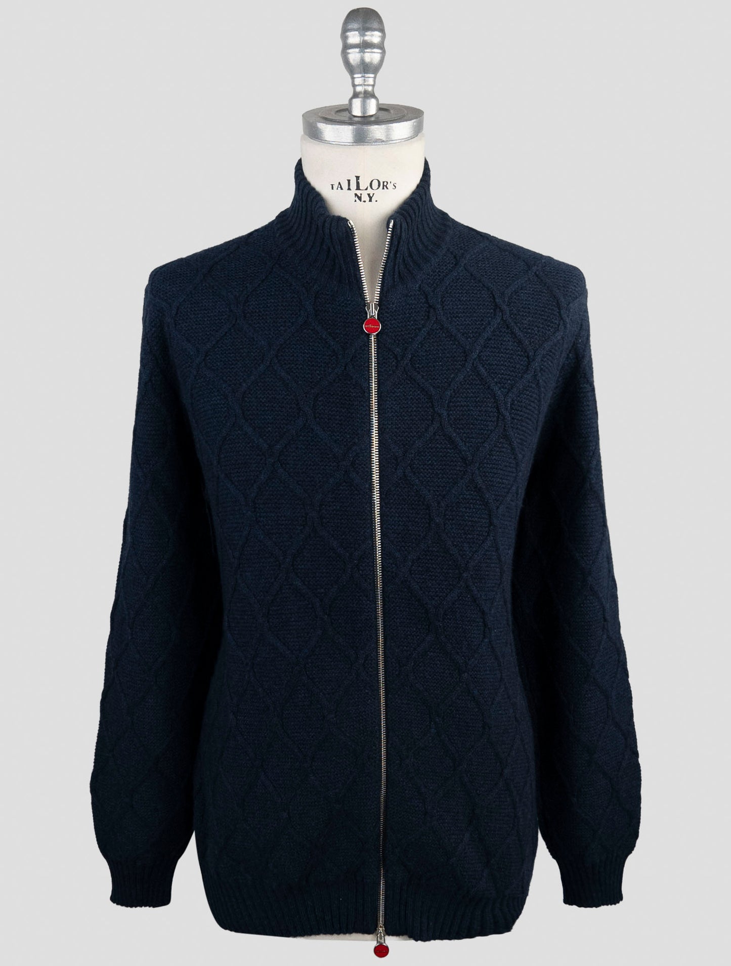 Kiton Blue Cashmere Silk Sweater Full Zip