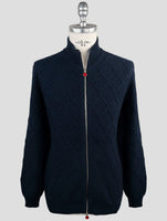 Kiton Blue Cashmere Silk Sweater Full Zip