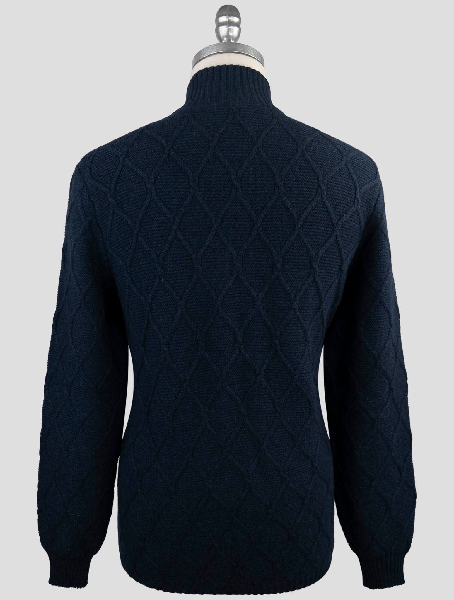Kiton Blue Cashmere Silk Sweater Full Zip