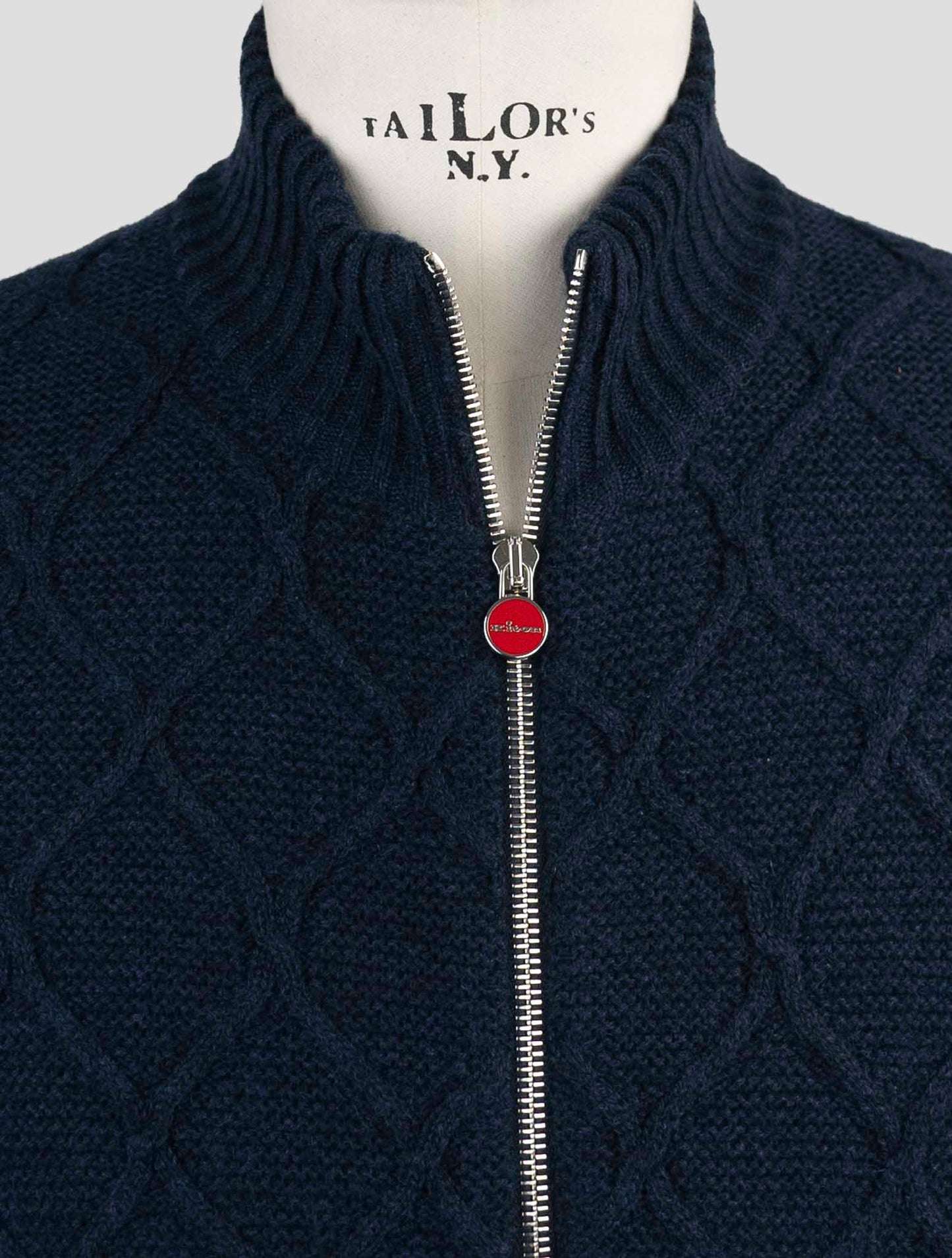 Kiton Blue Cashmere Silk Sweater Full Zip