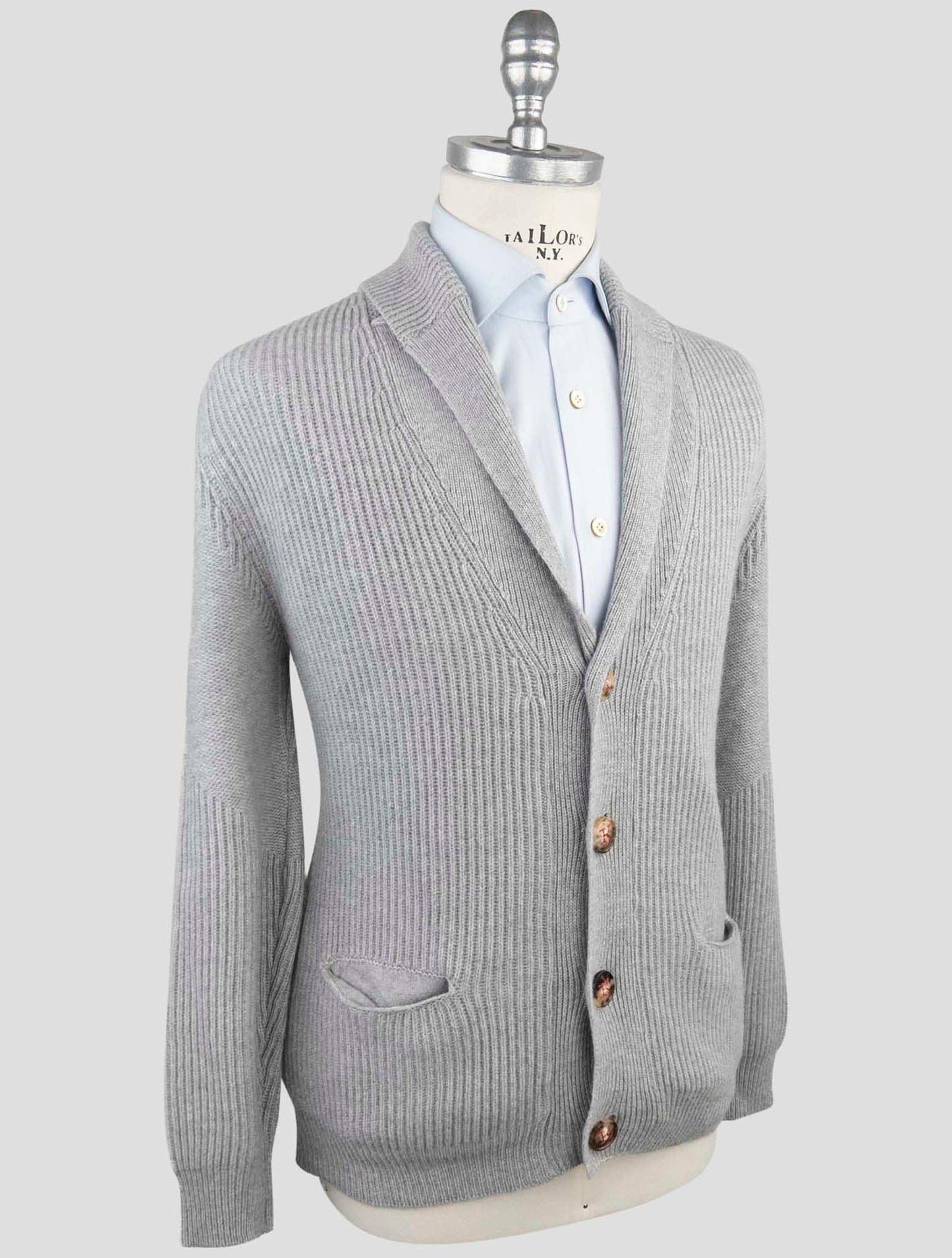 Kiton Gray Cashmere Sweater Cardigan