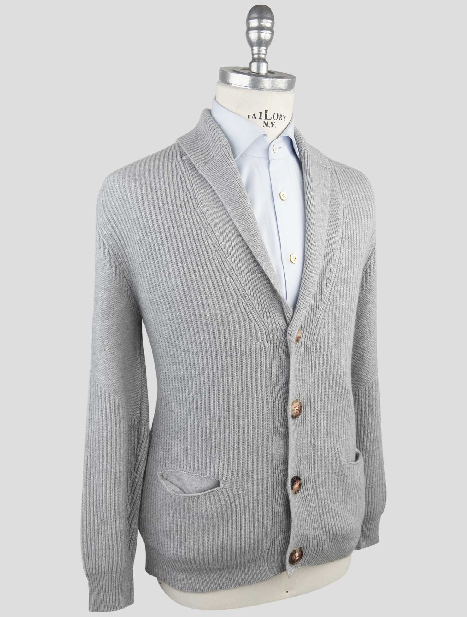 Kiton Gray Cashmere Sweater Cardigan