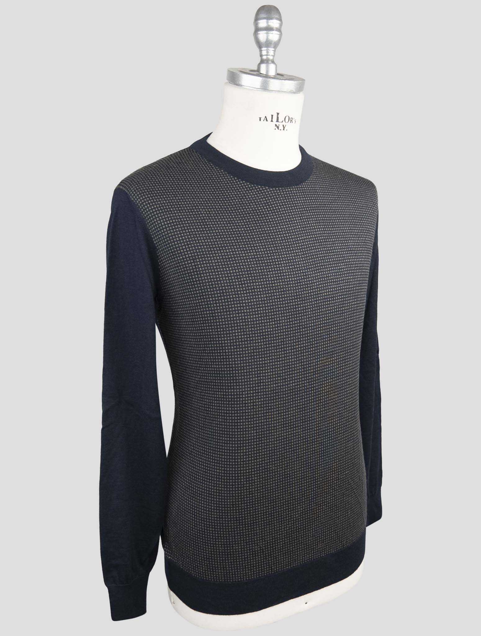 Kiton Blue Cashmere Silk Sweater Crewneck