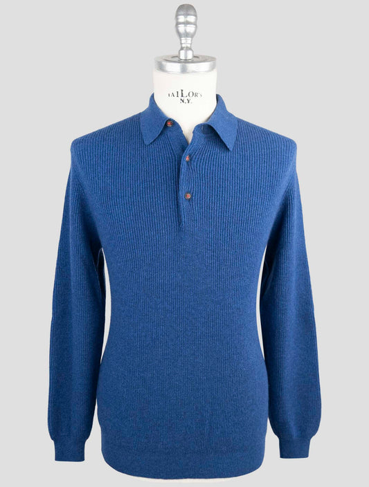 Kiton Blue Cashmere Sweater Polo