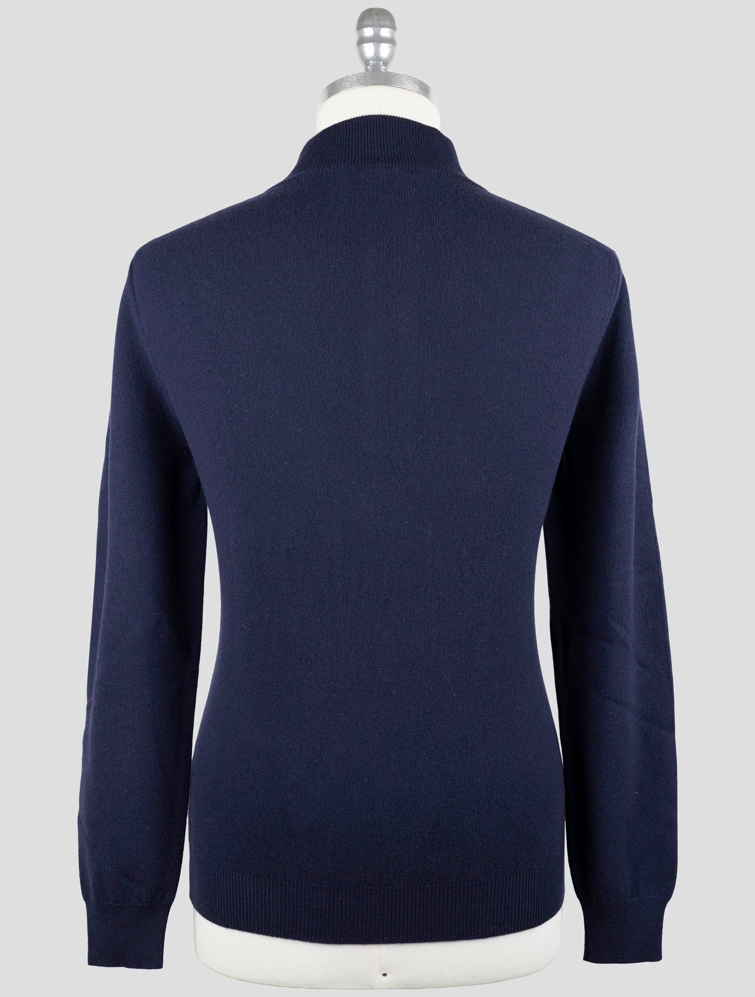 Kiton Blue Wool Sweater Half Zip