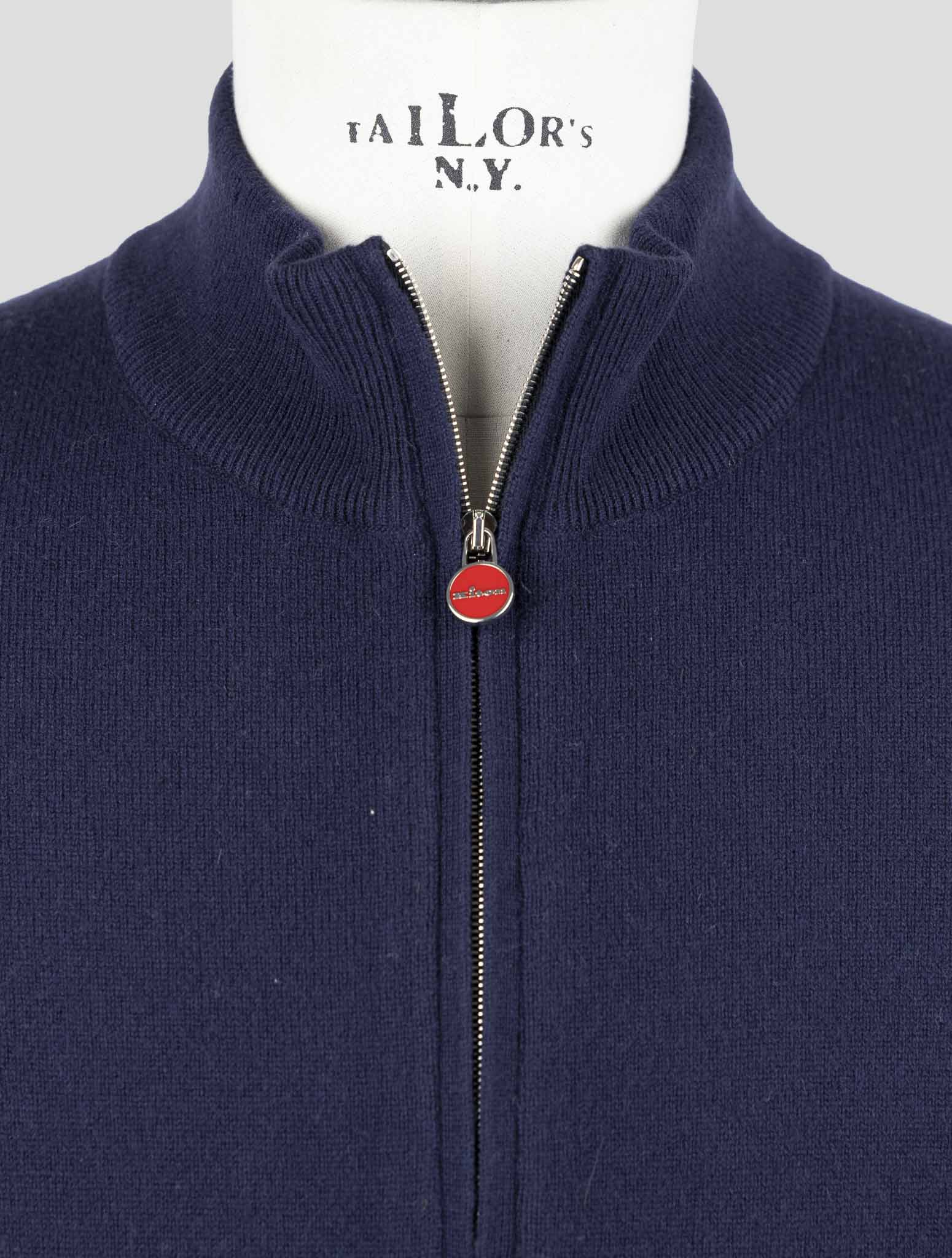 Kiton Blue Wool Sweater Half Zip
