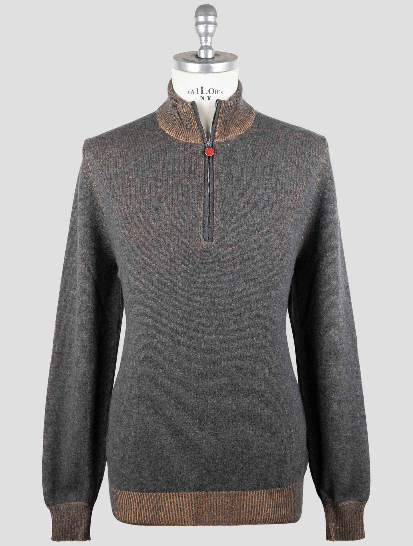 Kiton Brown Cashmere Sweater Half Zip