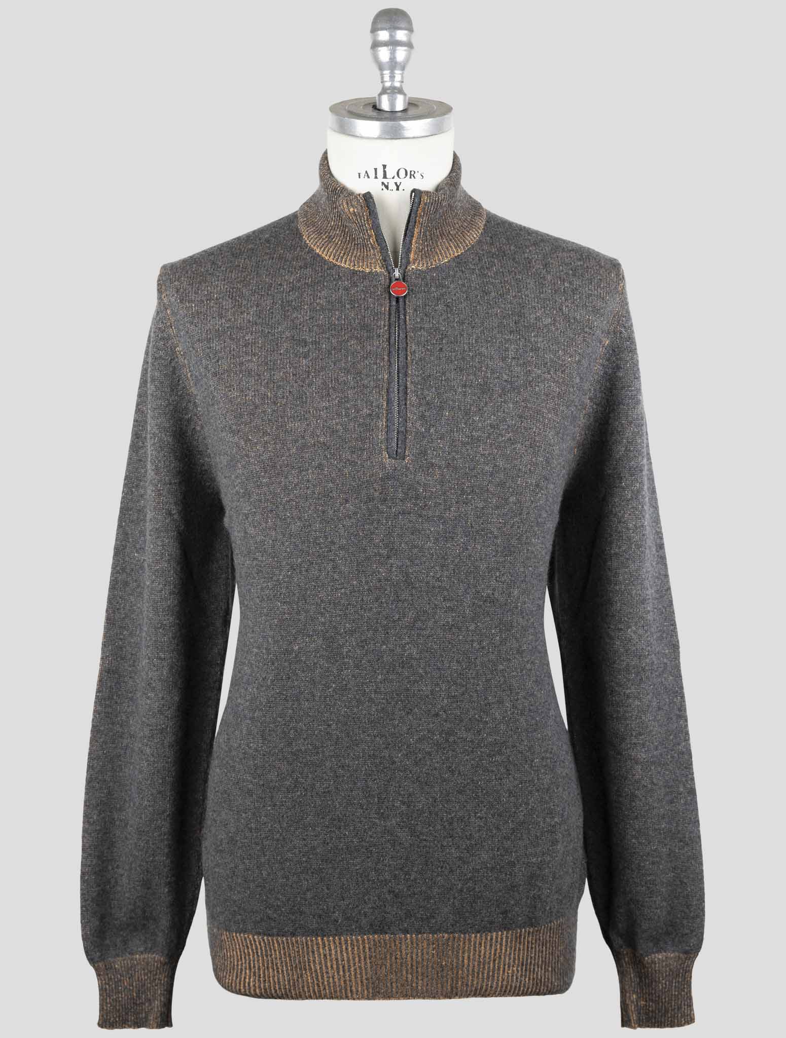 Kiton Brown Cashmere Sweater Half Zip