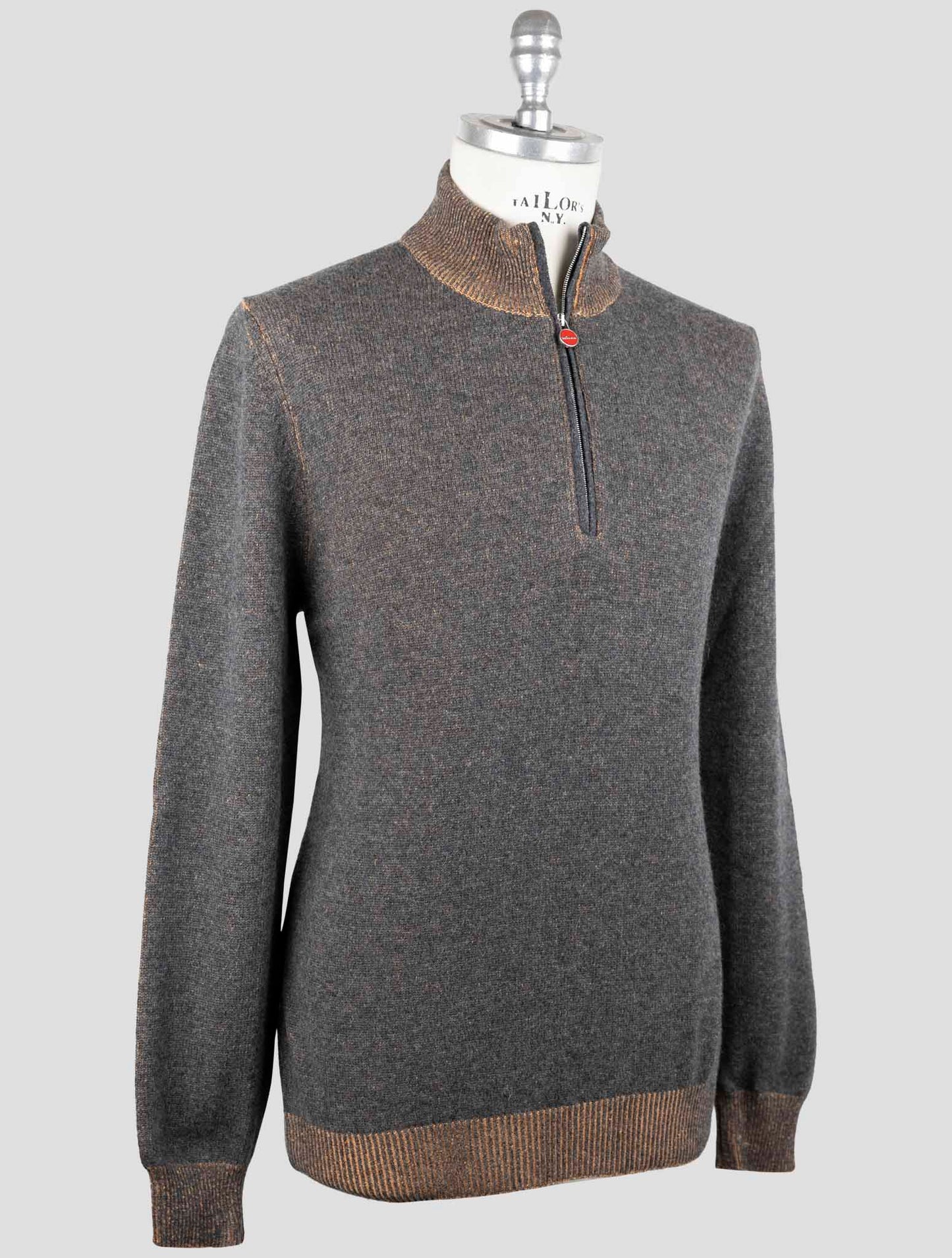 Kiton Brown Cashmere Sweater Half Zip