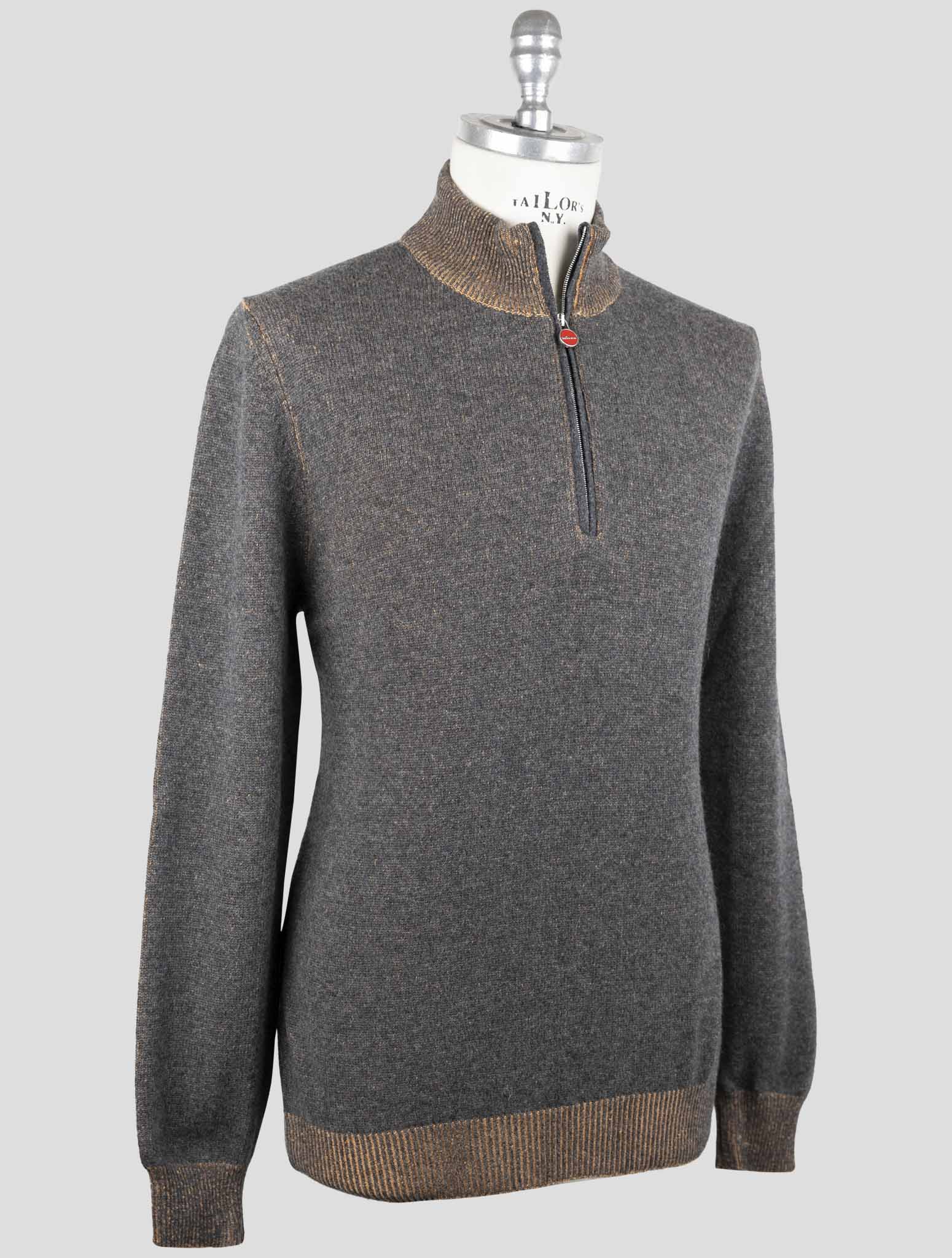 Kiton Brown Cashmere Sweater Half Zip