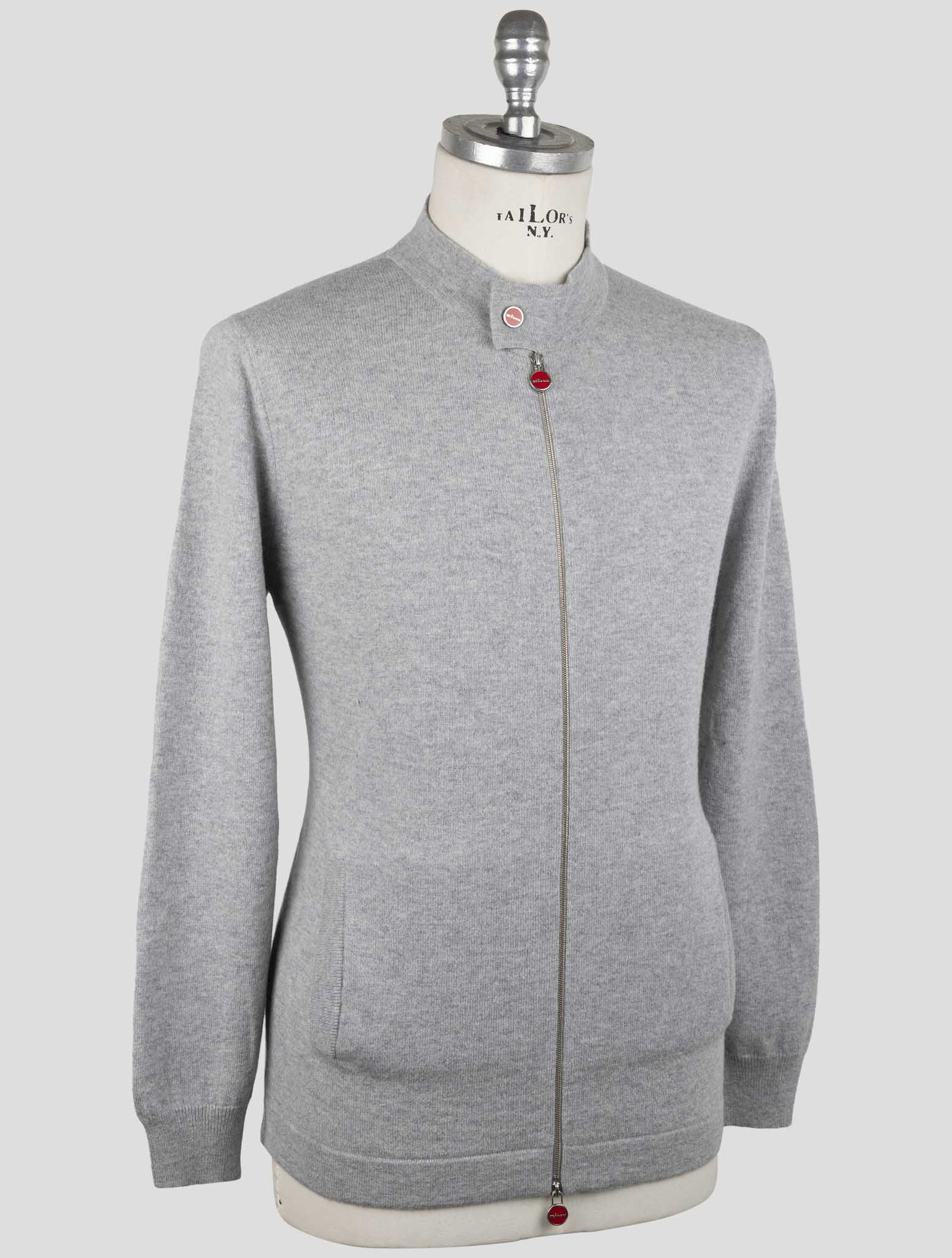 Kiton Gray Cashmere Sweater Full Zip