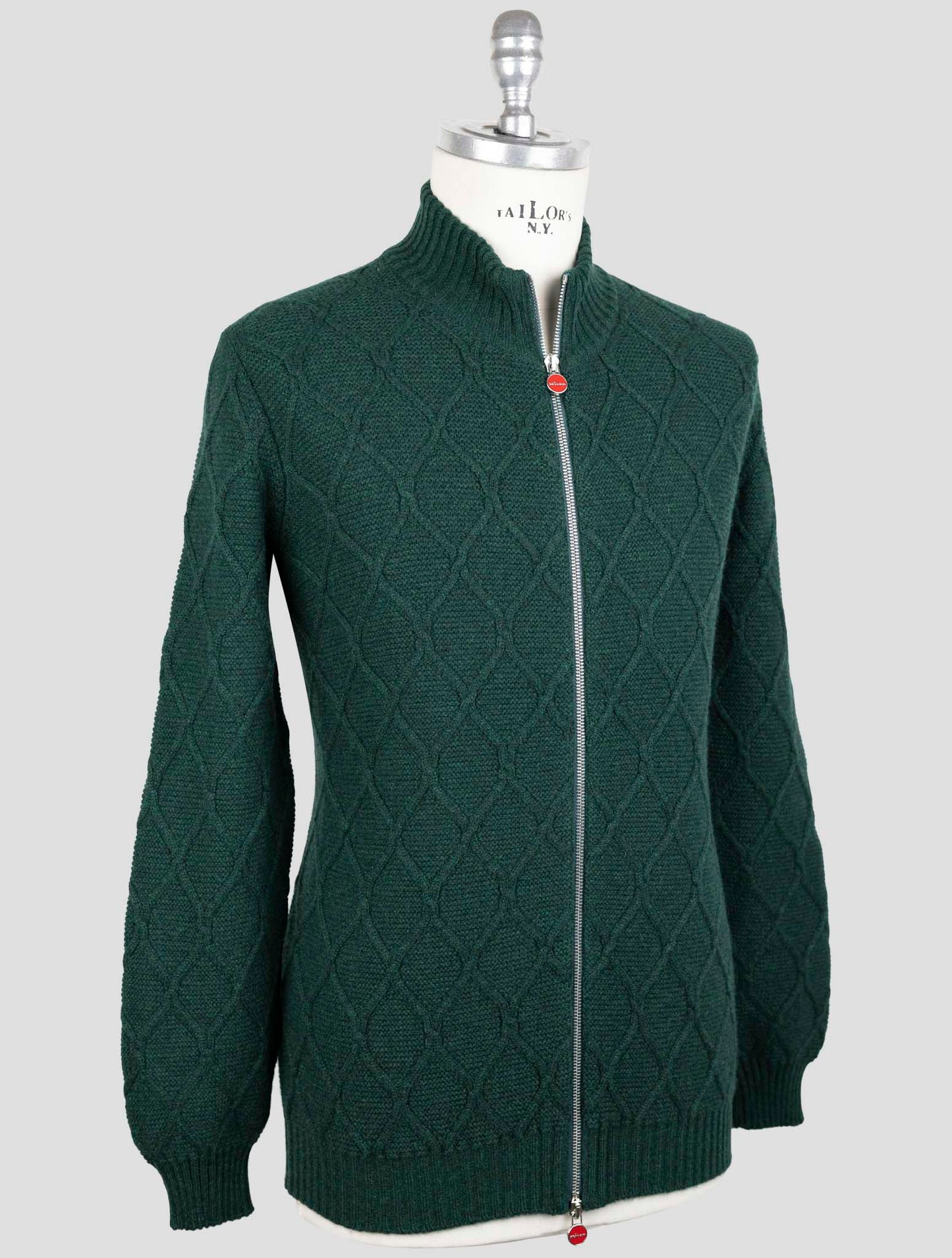 Kiton Green Cashmere Sweater Full Zip
