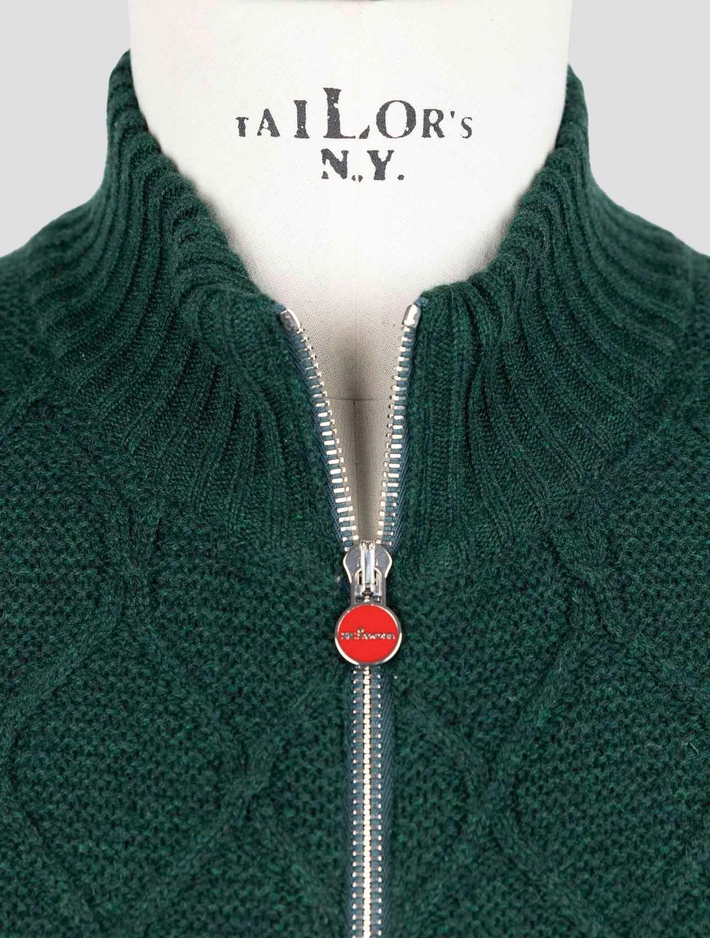 Kiton Green Cashmere Sweater Full Zip