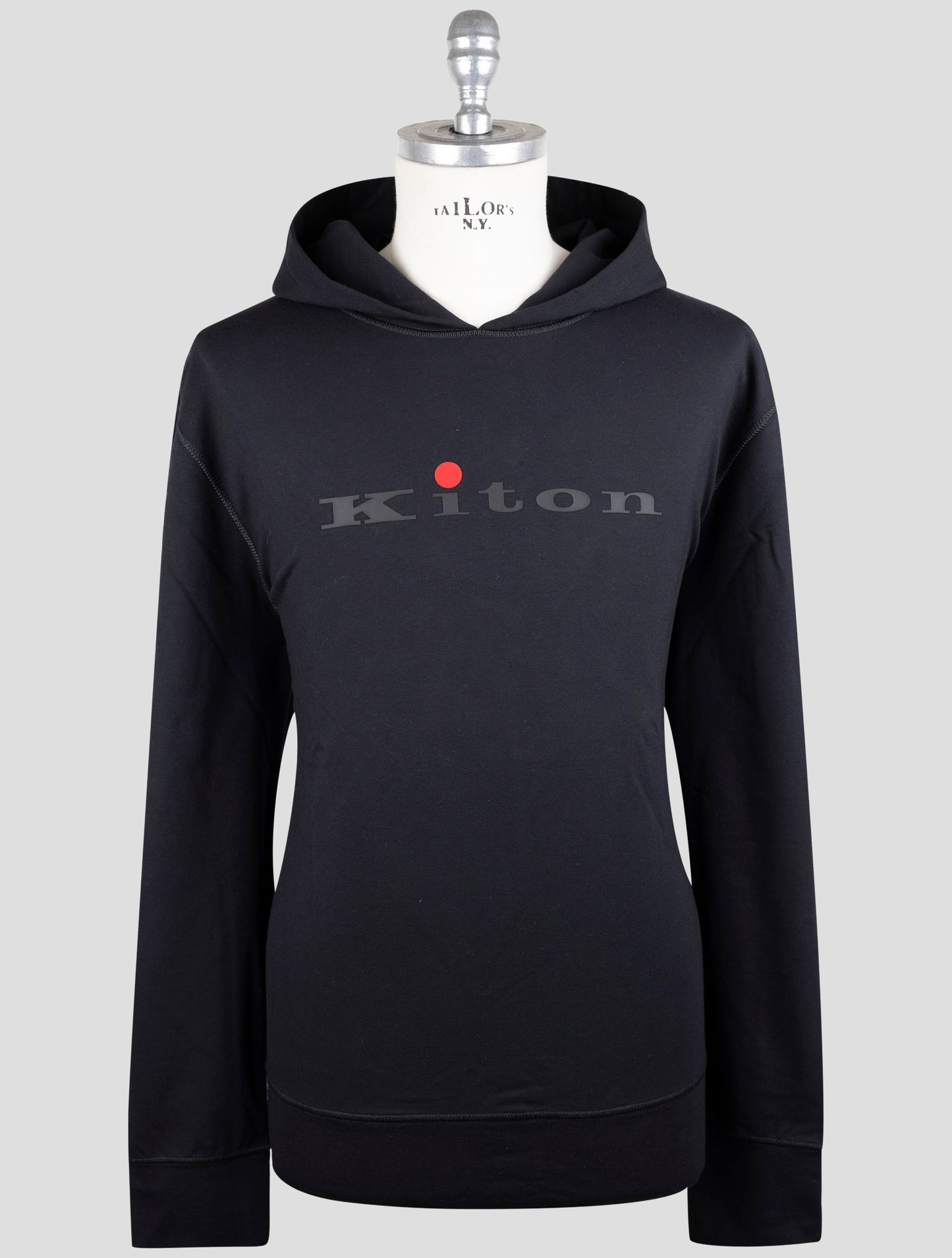Kiton Black Cotton Ea Sweater Hoodie